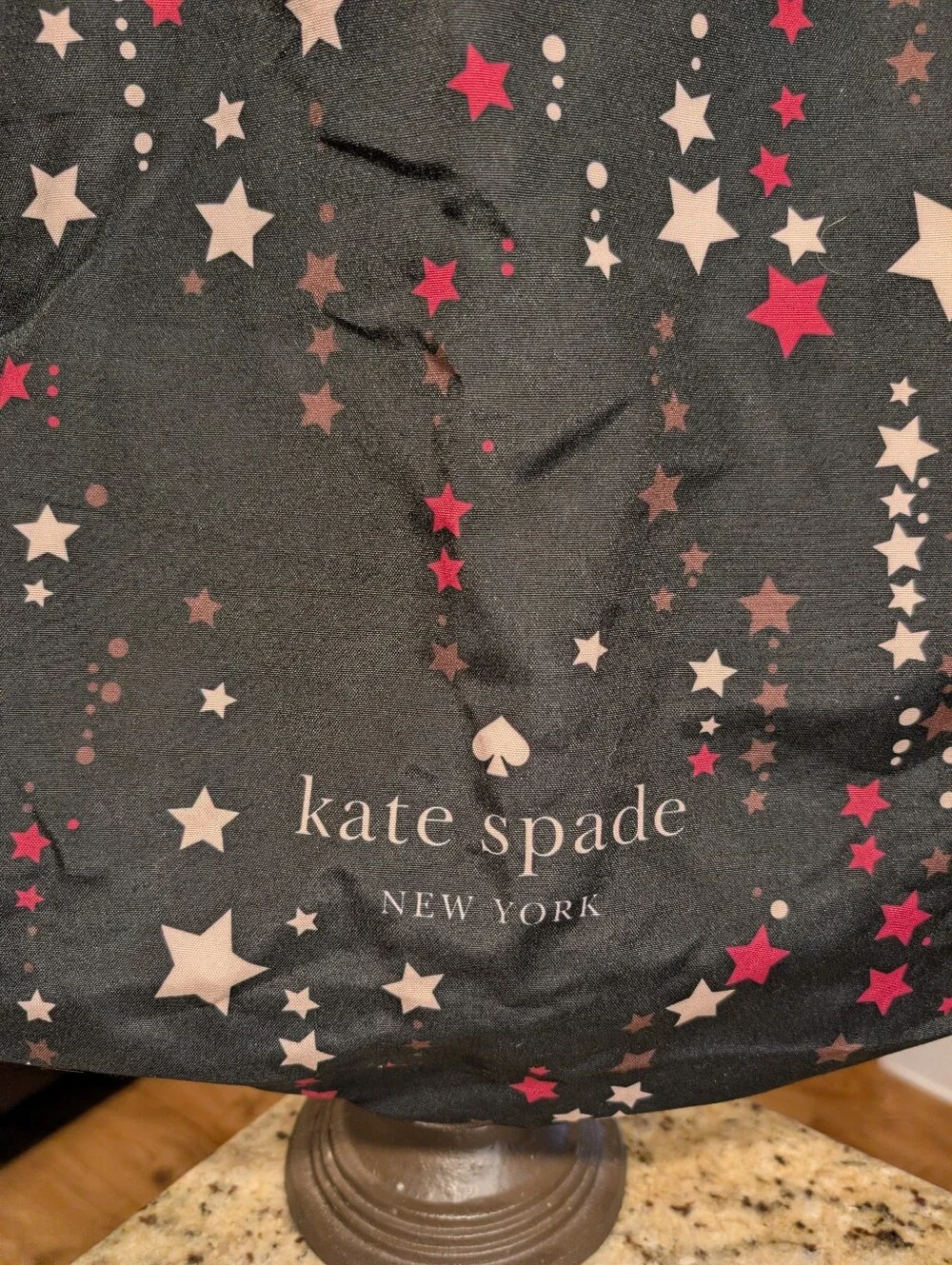 Kate Spade Black Fuchsia Pink Stars Print  Beach Travel Shopping Tote